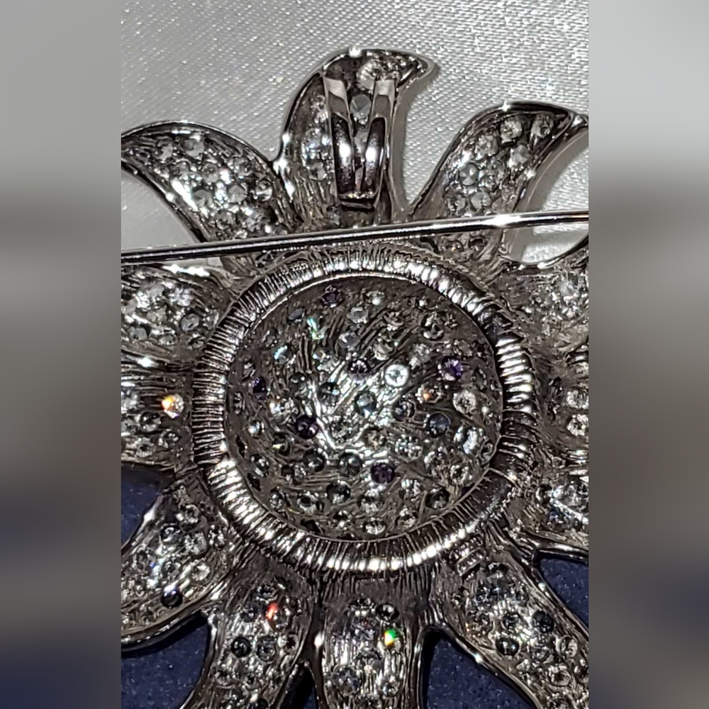 🗝Vtg Avon Sterling Silver Brooch With Genuine Blue Topaz And CZ Accents - Picture 4 of 6